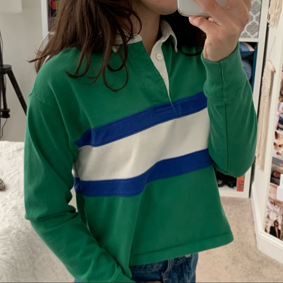 ABERCROMBIE - green, blue, and white rugby sweater - Picture 2 of 6